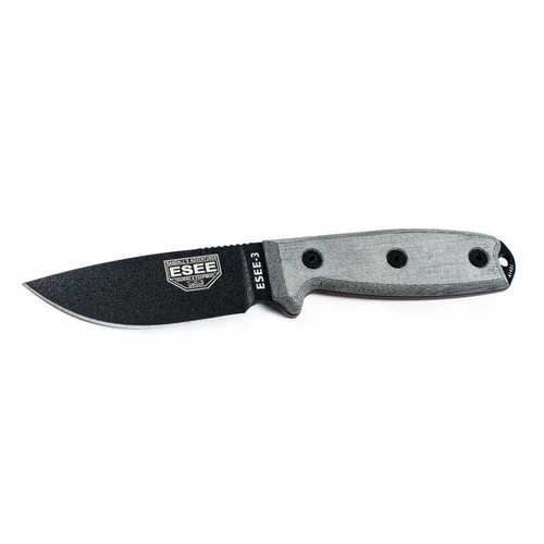 ESEE-3 Black Plain Edge Micarta With Modified Pommel & Black Sheath (ESEE-3PM-B)