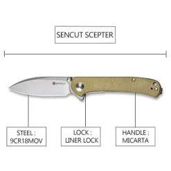SENCUT Scepter Micarta Olive (SA03E) -CRKT Store SA03E Sencut Scepter Micarta Olive WE220140 5 41963.1660771111