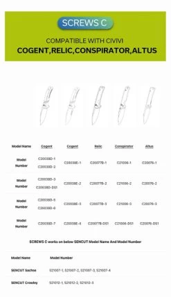 WE Knife Co/CIVIVI/SENCUT Plain Titanium Clip Silver (T001C) -CRKT Store WE Civivi Sencut Screws 3 53416.1672261295